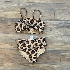 Art Class Tan and Black Leopard Kids Bikini